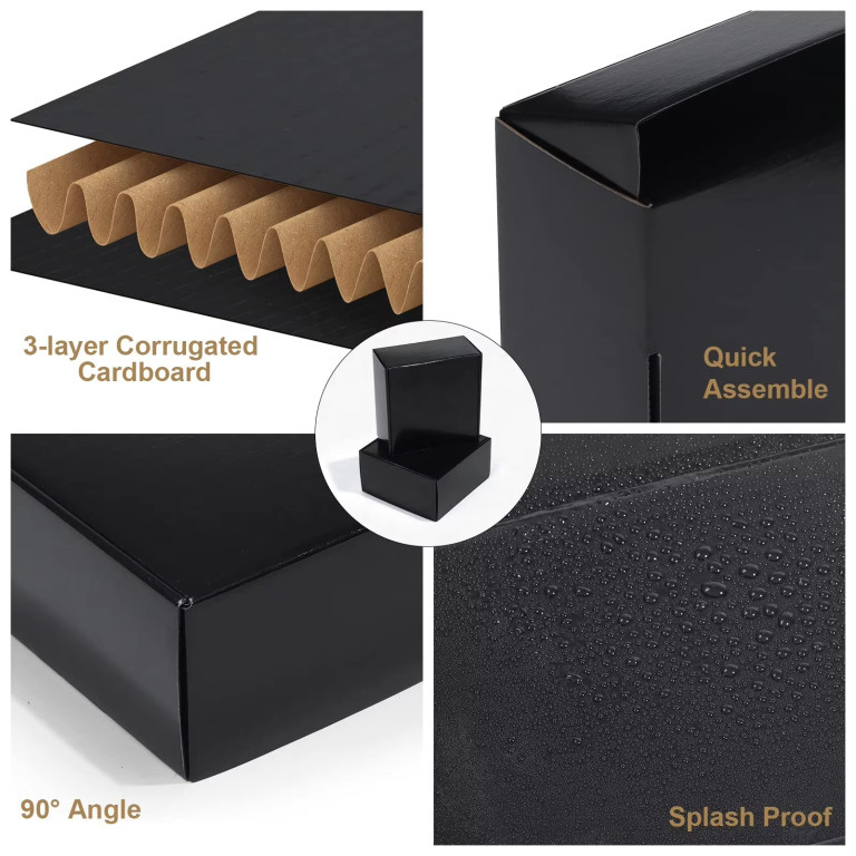 Wholesale customized fold shipping boxes custom logo paper packaging box corrugated black mailer boxes for perfume